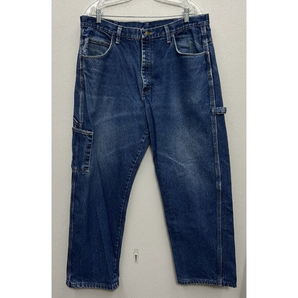 Bulwark FR Jeans Mens 37x30 Blue Fire Resistant Carpenter Straight Work Denim - Picture 1 of 8
